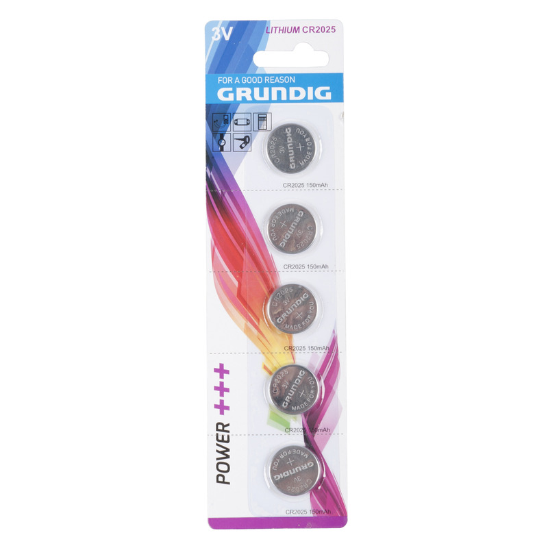 Grundig Knoopcel batterijen CR2025 - 3V - Lithium - 15x stuks - knoopcelbatterijen/ knoopbatterijen -