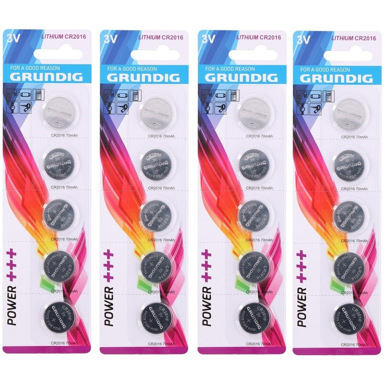 Grundig Knoopcel batterijen - 20x - CR2016 - 3V - knoopbatterijen -