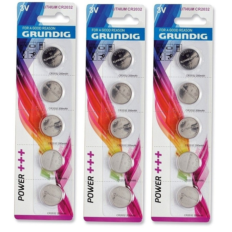 15x Grundig knoopcel batterijen CR2032 3V -