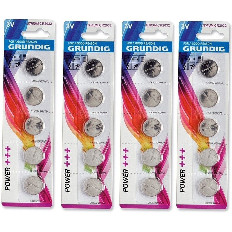 20x Grundig knoopcel batterijen CR2032 3V -