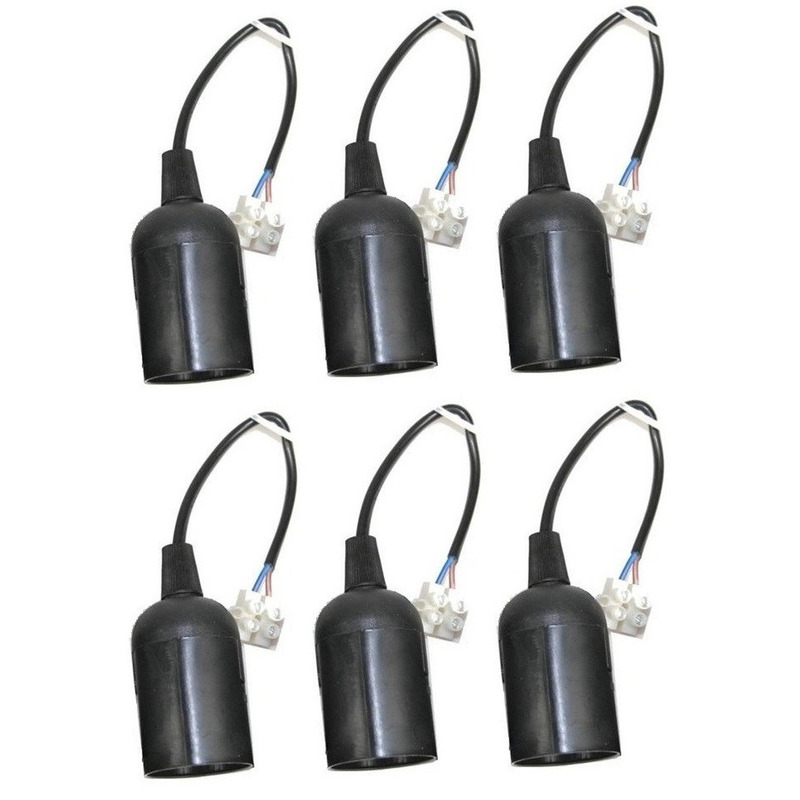 6x Zwarte lamp verhuisfitting E27 -