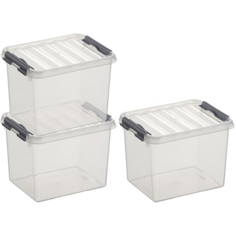 3x Opberg boxen/opbergdozen 3 liter 20 cm kunststof -