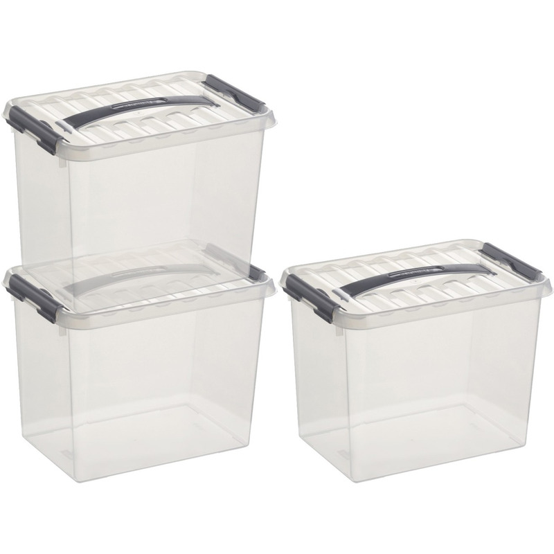3x Opberg boxen/opbergdozen 9 liter 30 x 20 x 22 cm kunststof -