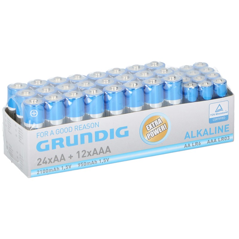 Grundig Batterijen mix pakket - R06 AA en LR03 AAA - 144x stuks - alkaline batterijen -