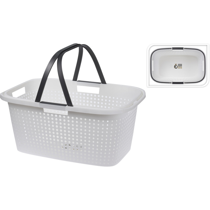 2x Witte wasmanden met handvatten 60 cm -