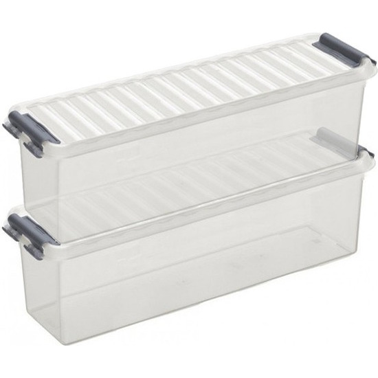 2x Opberg boxen/opbergdozen 1,3 liter 27 x 8,4 x 9 cm kunststof -