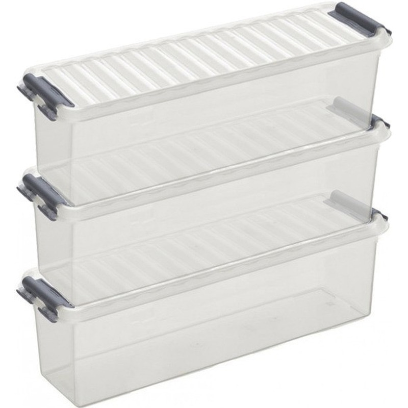 3x Opberg boxen/opbergdozen 1,3 liter 27 x 8,4 x 9 cm kunststof -