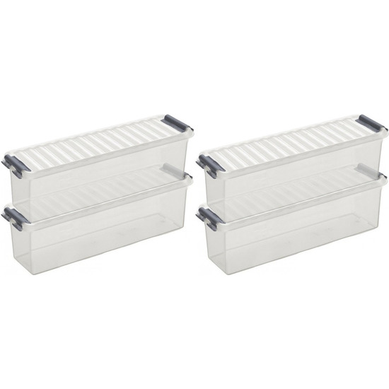 10x Opberg boxen/opbergdozen 1,3 liter 27 x 8,4 x 9 cm kunststof -
