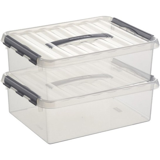 2x Opberg boxen/opbergdozen 10 liter 40 x 30 x 11 cm kunststof -
