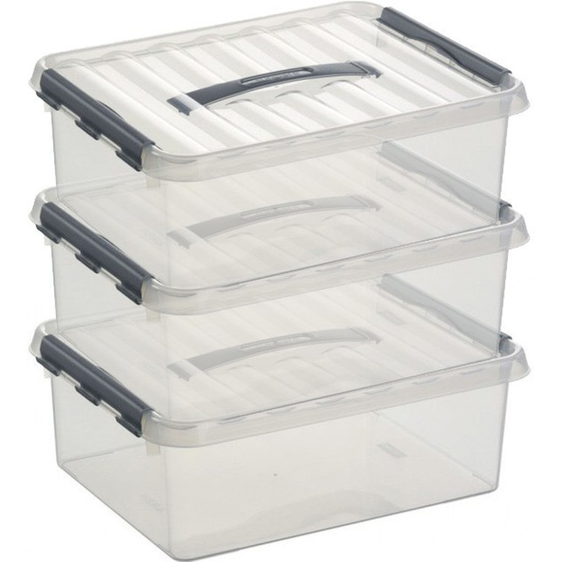 3x Opberg boxen/opbergdozen 12 liter 40 x 30 x 14 cm kunststof -