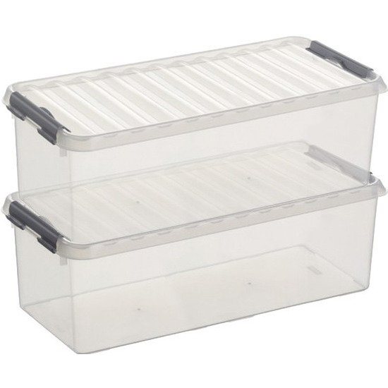 2x Opberg boxes/opbergdozen 9,5 liter 48 x 19 x 14 cm kunststof -
