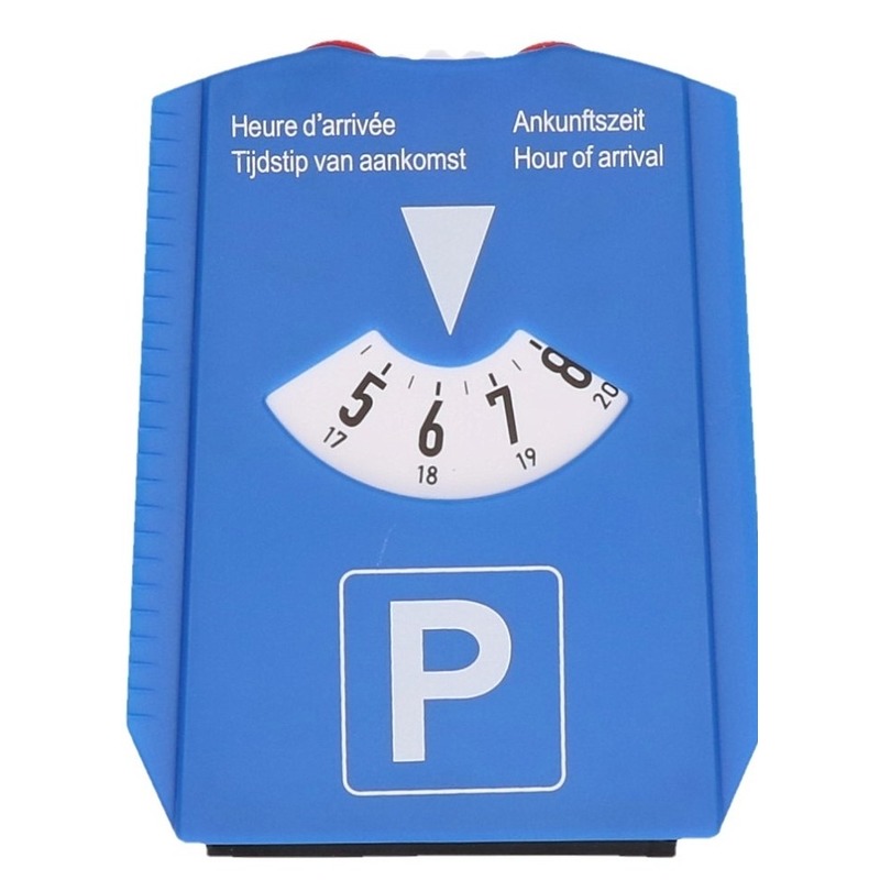Set van 2x stuks Luxe blauwe parkeerschijf met krabber -