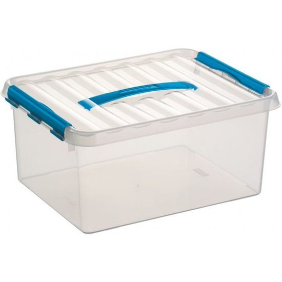 4x Opberg box/opbergdoos 15 liter 40 cm transparant/blauw -