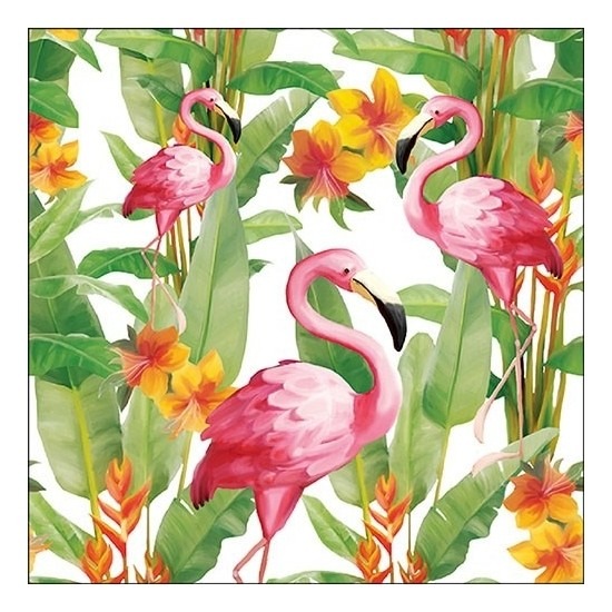 40x Flamingo exotisch thema servetten 33 x 33 cm -
