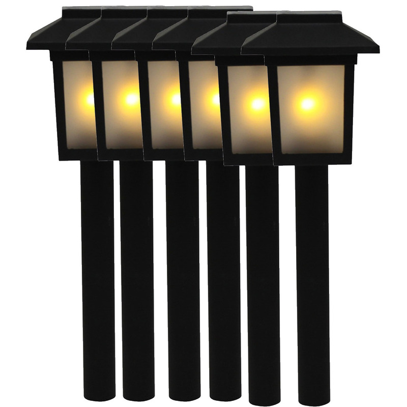 6x Tuinlamp fakkel / tuinverlichting met vlam effect 34,5 cm -