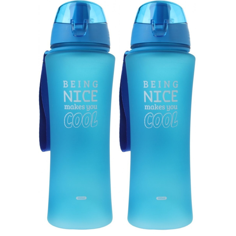 2x Blauwe bidon drinkflessen/waterflessen 480 ml -