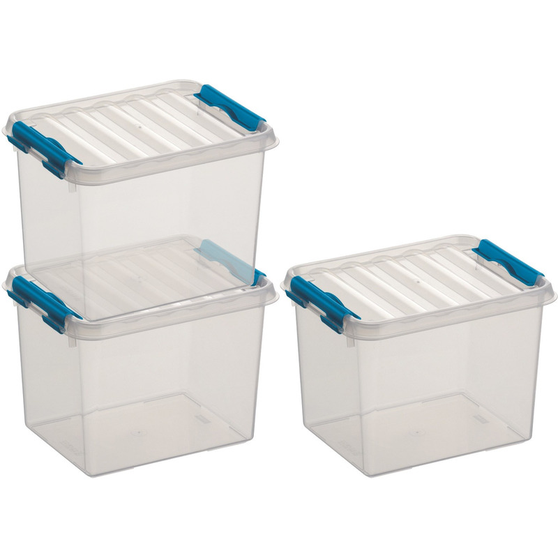 3x Opberg boxen/opbergdozen 3 liter 20 x 15 x 14 cm kunststof -