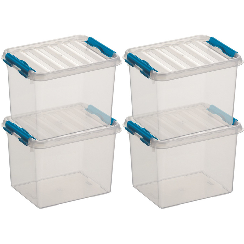 4x Opberg boxen/opbergdozen 3 liter 20 x 15 x 14 cm kunststof -
