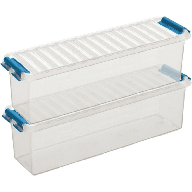 2x Opberg boxen/opbergdozen 1,3 liter 27 x 8,4 x 9 cm kunststof -