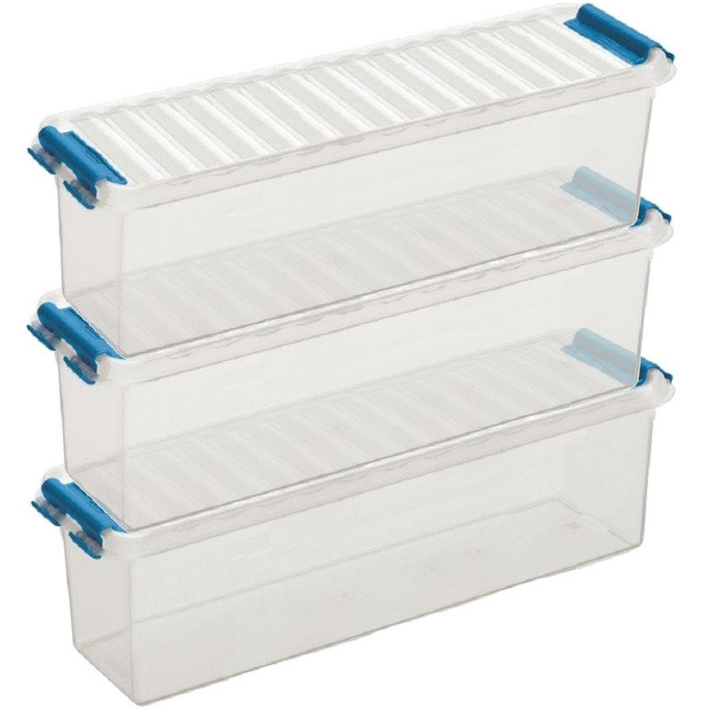 3x Opberg boxen/opbergdozen 1,3 liter 27 x 8,4 x 9 cm kunststof -