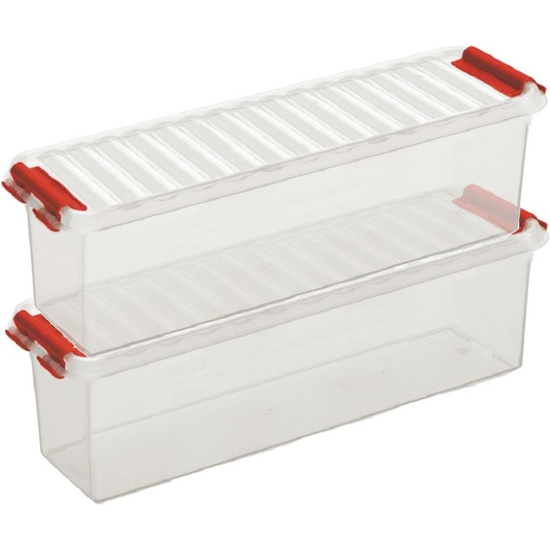 2x Opberg boxen/opbergdozen 1,3 liter 27 x 8,4 x 9 cm kunststof -
