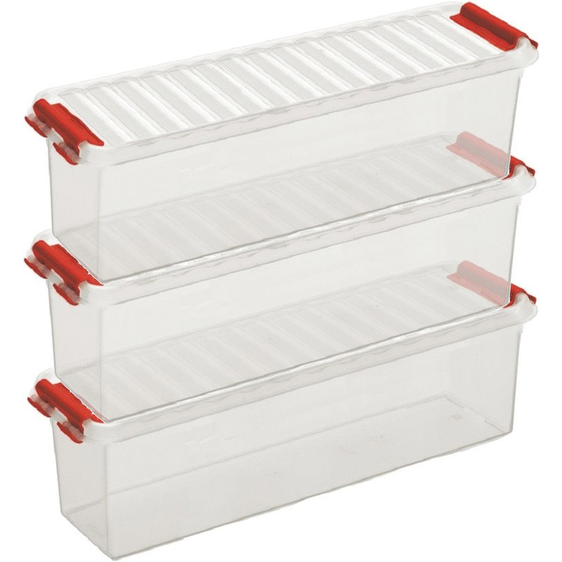 3x Opberg boxen/opbergdozen 1,3 liter 27 x 8,4 x 9 cm kunststof -