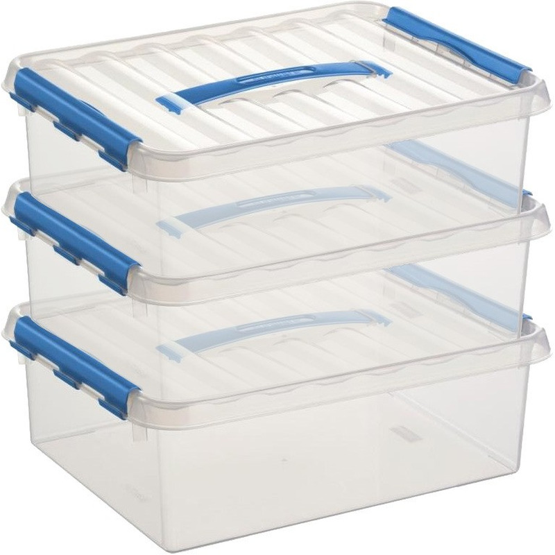 3x Opberg boxen/opbergdozen 10 liter 38 x 30 x 12 cm kunststof -