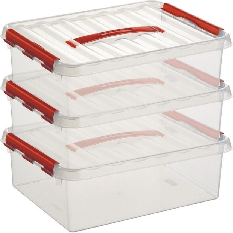 3x Opberg boxen/opbergdozen 10 liter 40 x 30 x 11 cm kunststof -