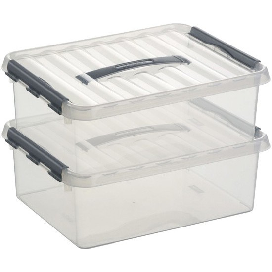 2x Opberg boxen/opbergdozen 12 liter 40 x 30 x 14 cm kunststof -
