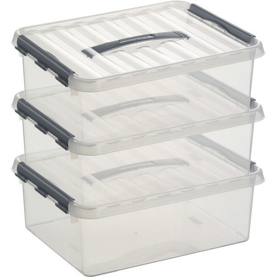 3x Opberg boxen/opbergdozen 12 liter 40 x 30 x 14 cm kunststof -