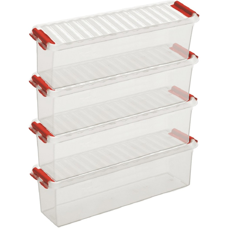 12x Opberg boxen/opbergdozen 1,3 liter 27 x 8,4 x 9 cm kunststof -