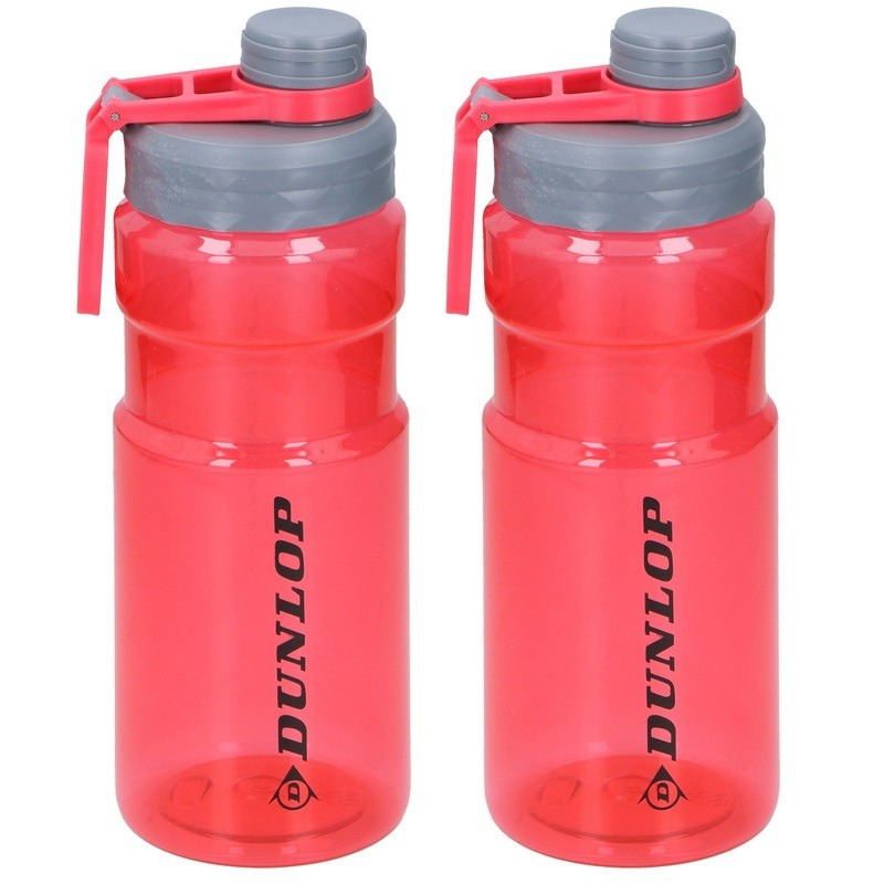 2x Bidon/drinkfles transparant rood 1100 ml -