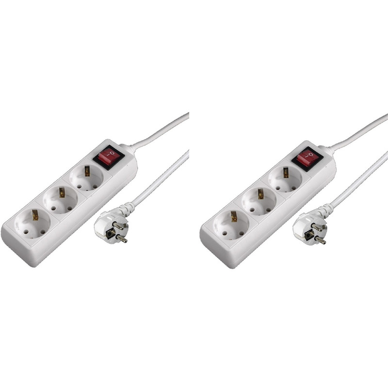 2x stuks Stekkerdoos 3-voudig met schakelaar -