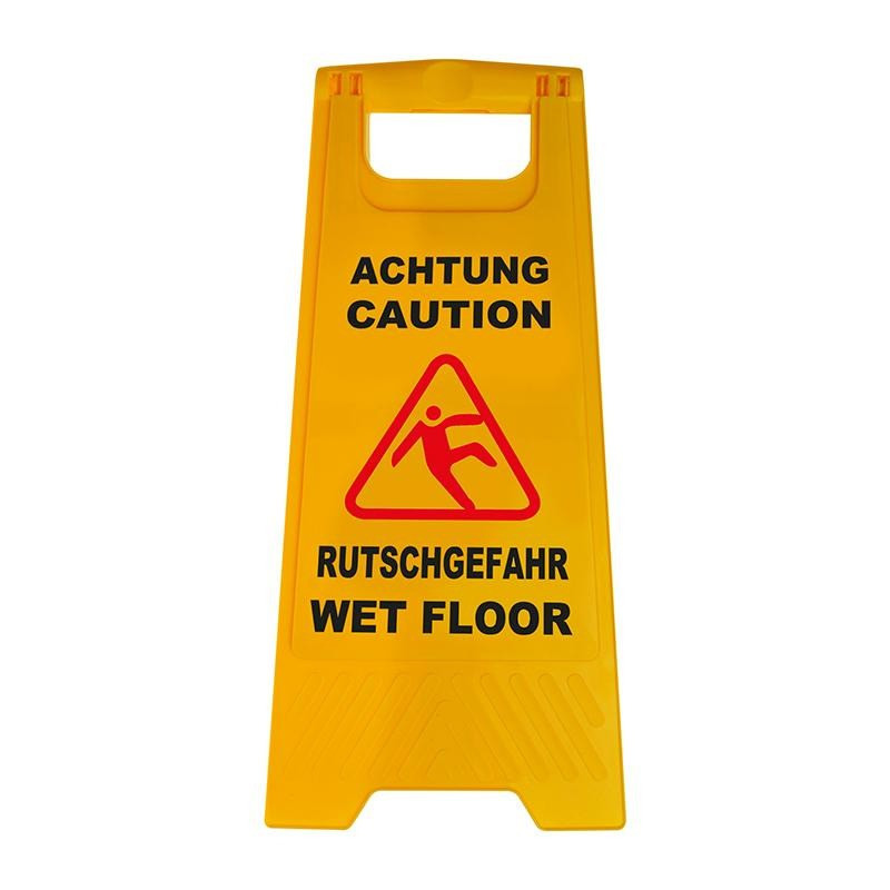 2x Waarschuwingsbord opgepast gladde vloer kuntstof geel 58 cm -