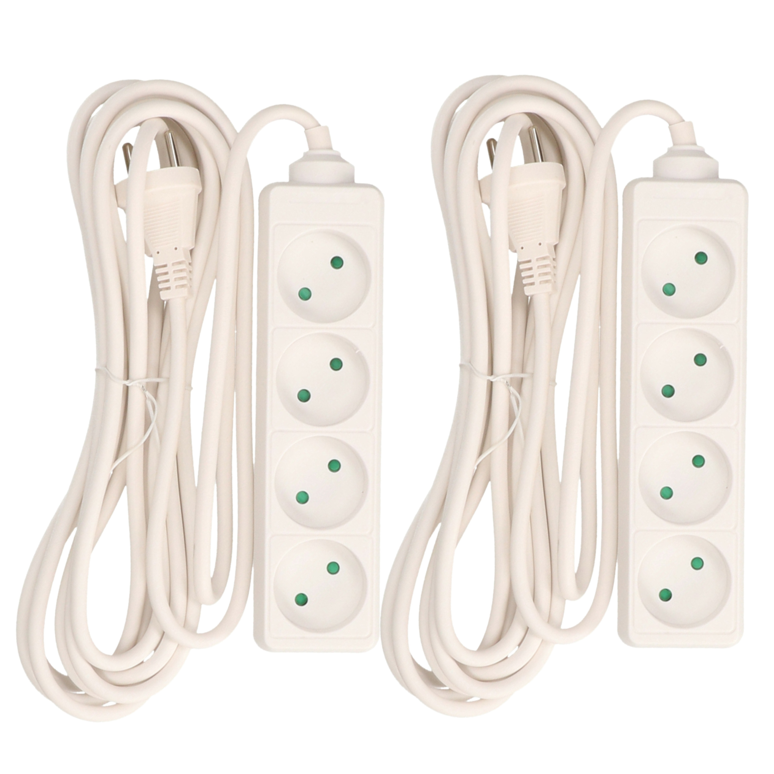 3x Stekkerdoos 4-voudig wit 5 meter -