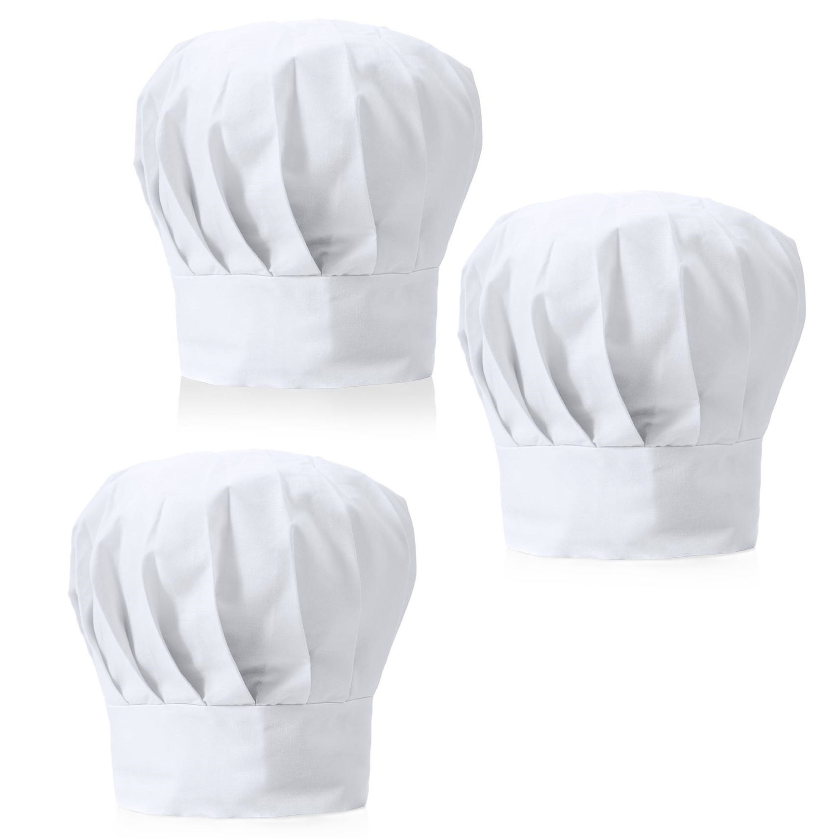 Luxe koksmuts - 3x - wit - voor volwassenen - maat 57-59 - katoen/polyester - koksmutsen -
