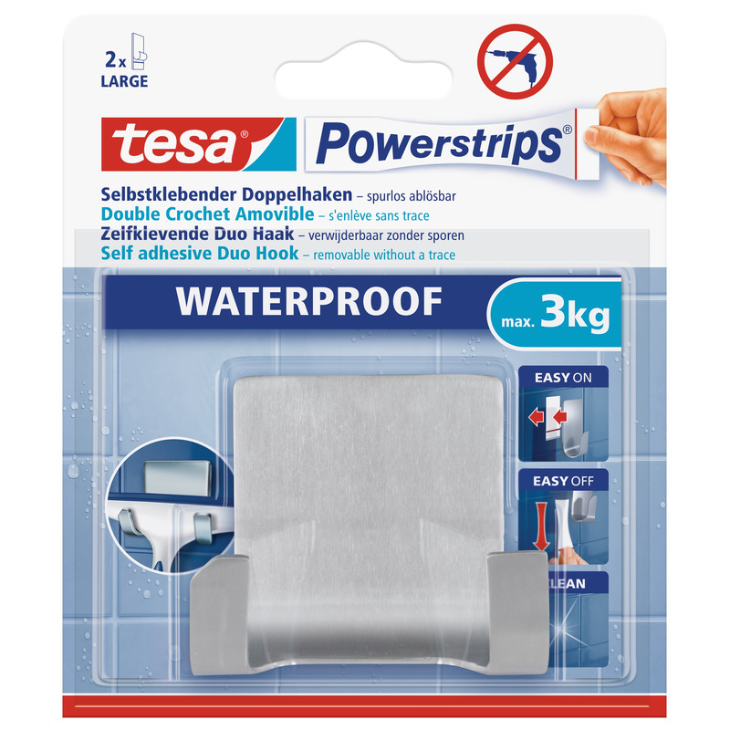 3x Tesa RVS dubbelehaak waterproof Powerstrips klusbenodigdheden -