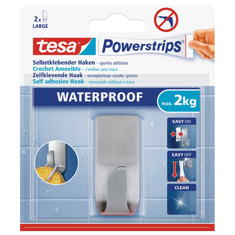 2x Tesa RVS haak waterproof Powerstrips klusbenodigdheden -