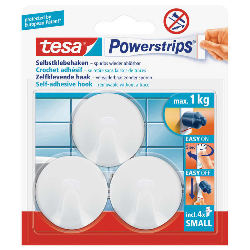 9x Tesa Powerstrips ronde haken small klusbenodigdheden 4 cm -