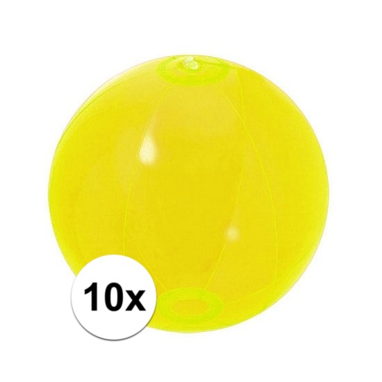 Strandbal - 10x - geel - opblaasbare bal - 30 cm - strandspeelgoed -