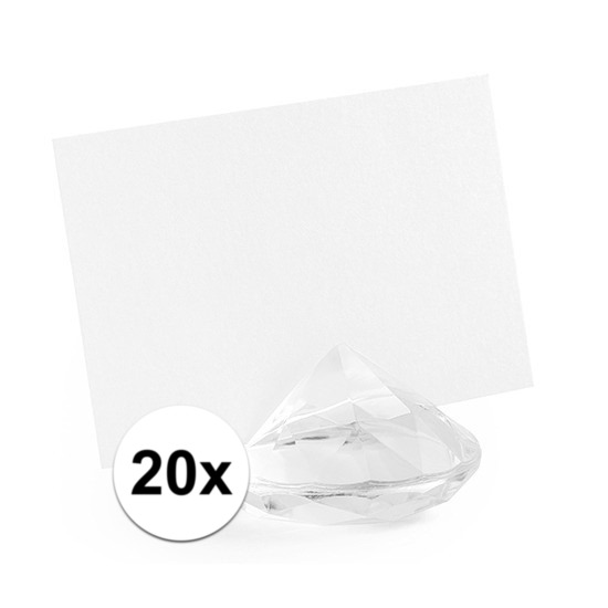 20x Kaarthouders standaards transparante diamanten 4 cm -