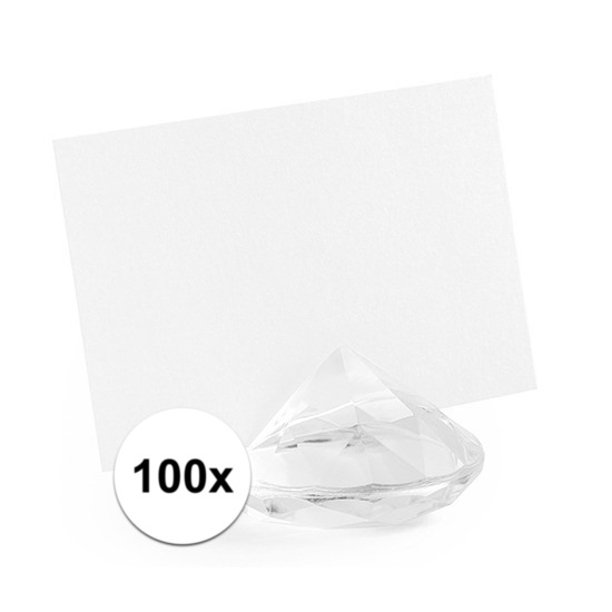 100x Kaarthouders standaards transparante diamanten 4 cm -