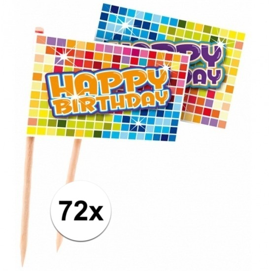 72x Cocktailprikkers Happy Birthday -