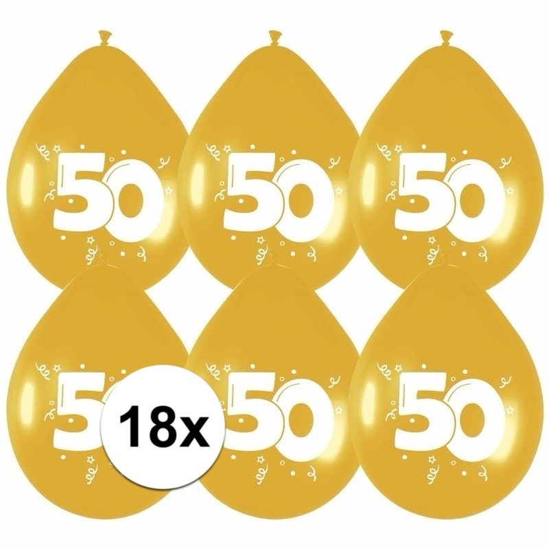 18x Gouden ballonnen 50 jaar -