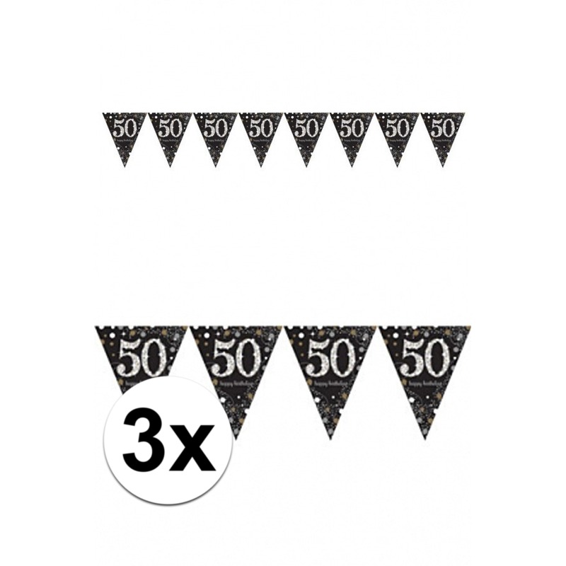 3x 50 jaar vlaggenlijn zwart -