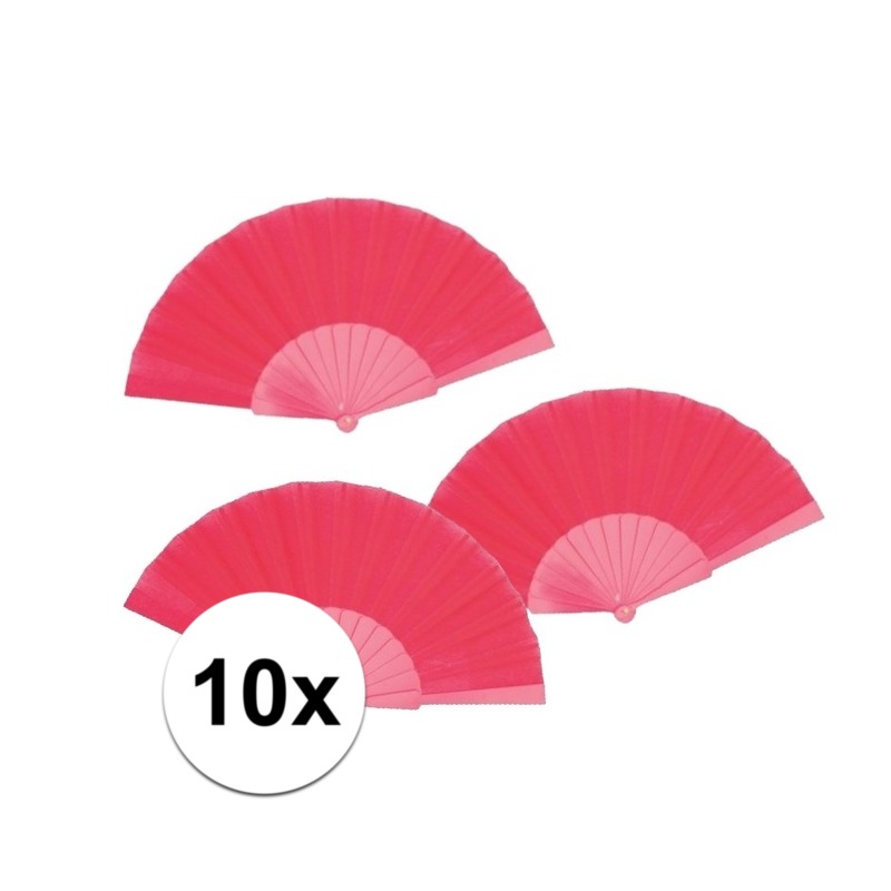 10 stuks Spaanse Handwaaiers fuchsia 23 cm -