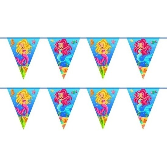 2x Zeemeermin themafeest vlaggenlijnen 10 meter -