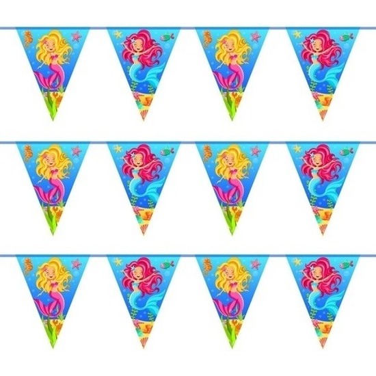 3x Zeemeermin themafeest vlaggenlijnen 10 meter -
