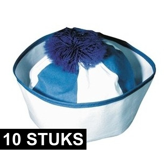 10x Blauwe matrozen hoedjes/matrozenpetten -