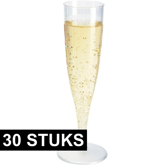 30x Champagne glazen transparant 19 cm -